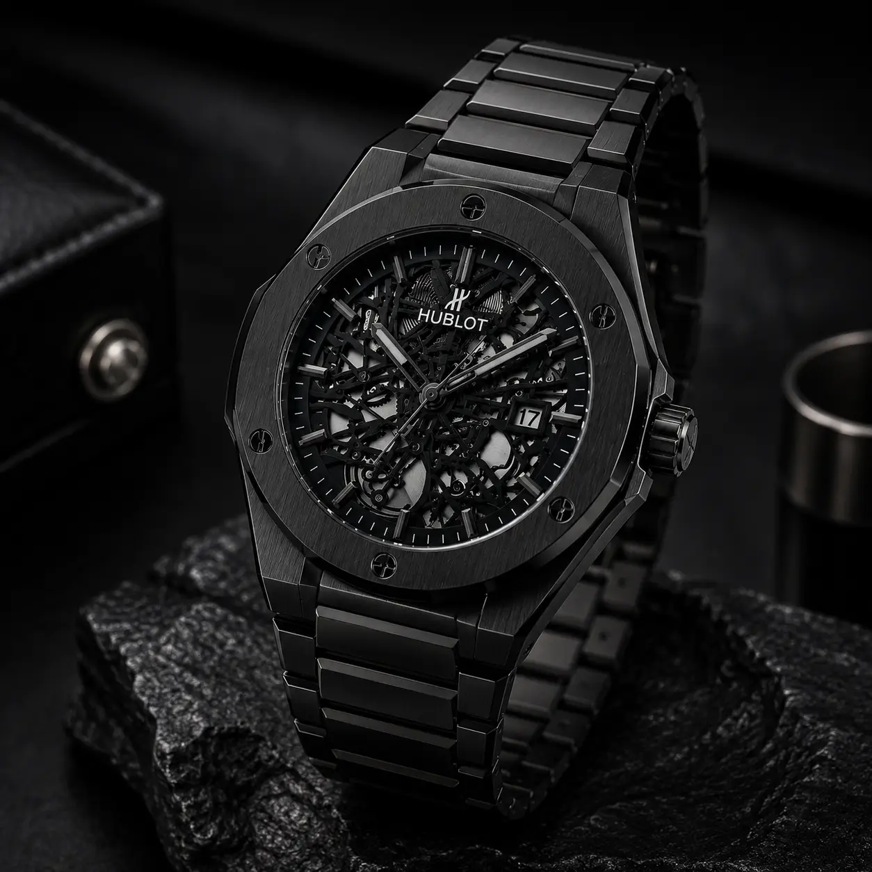 Royal Skeleton Steel Watch – Matte Black