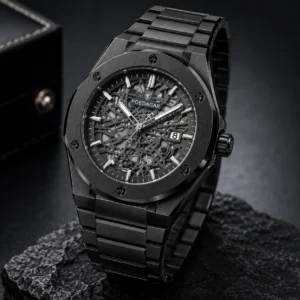 POEDAGAR Royal Skeleton Watch – Gunmetal Gray