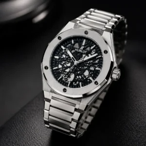 Royal Skeleton Steel Watch – Silver Black